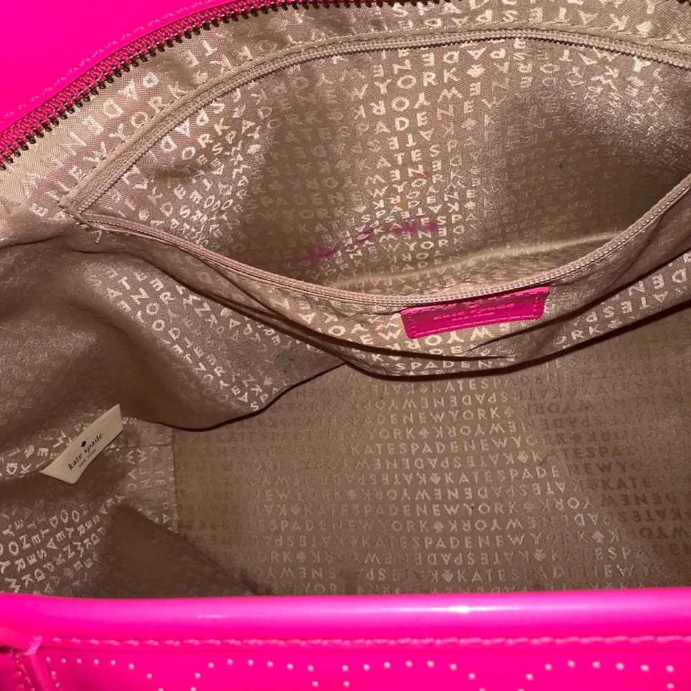 Kate Spade Hot Pink Glossy Vibrant Tote Bag